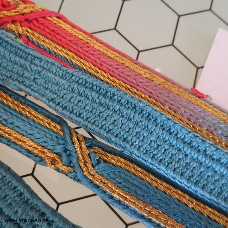 blau - pink - gold Obijime, geflochten