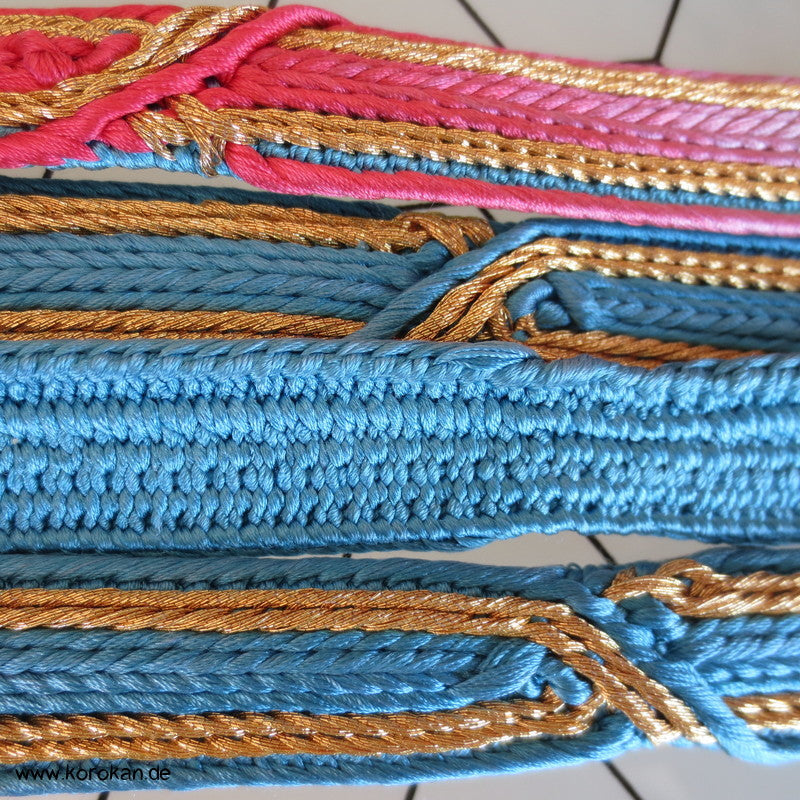 blau - pink - gold Obijime, geflochten
