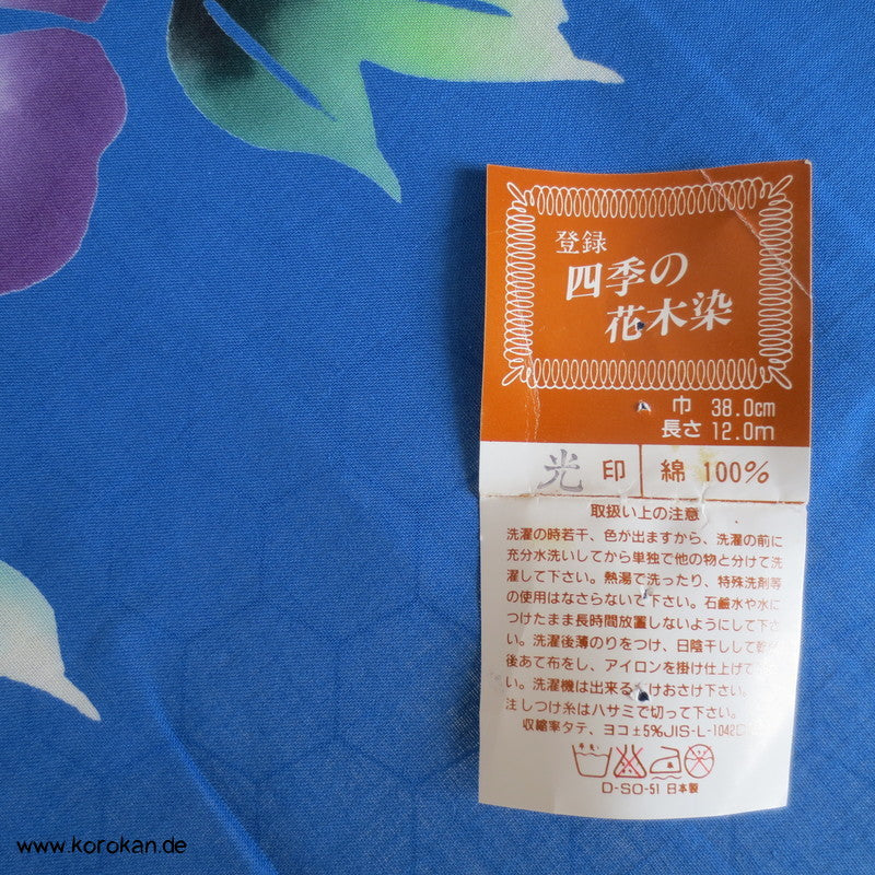 Ackerwinden bunt auf blau Yukata Stoff