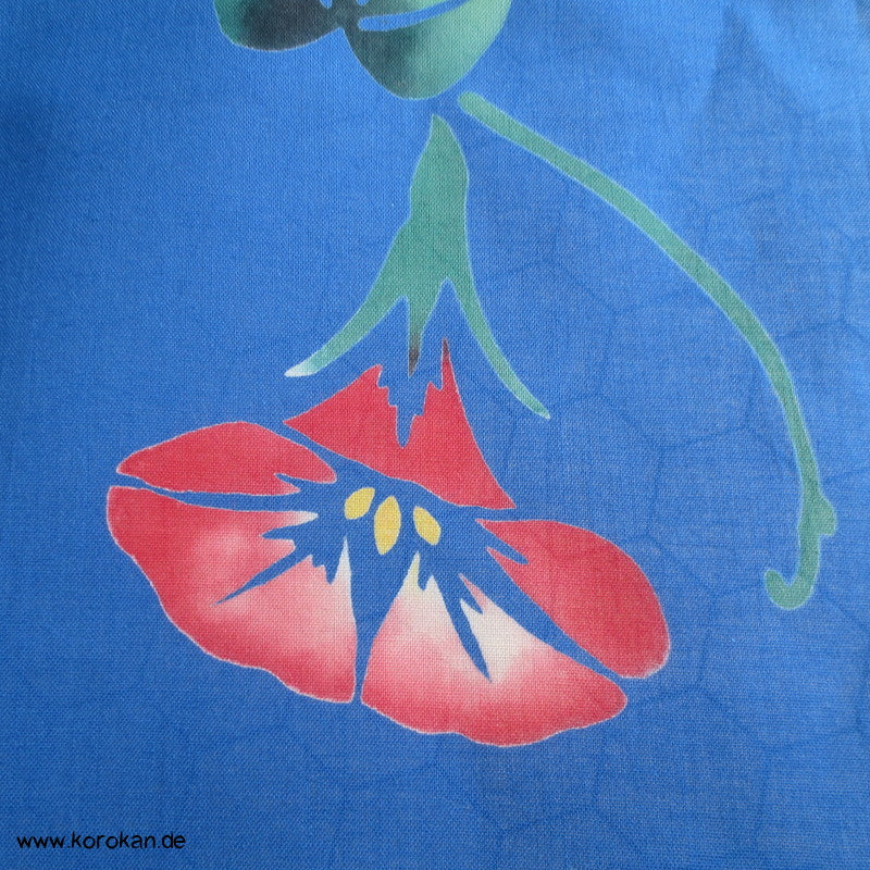 Ackerwinden bunt auf blau Yukata Stoff