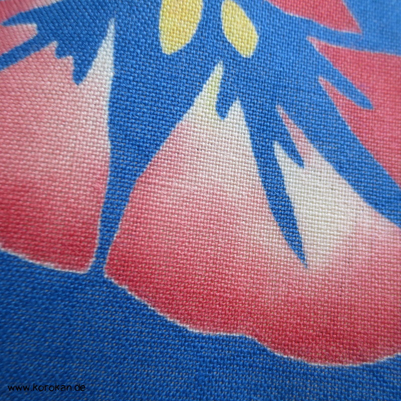 Ackerwinden bunt auf blau Yukata Stoff