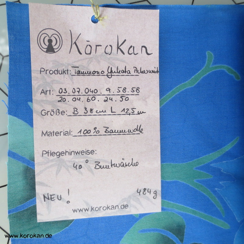 Ackerwinden bunt auf blau Yukata Stoff