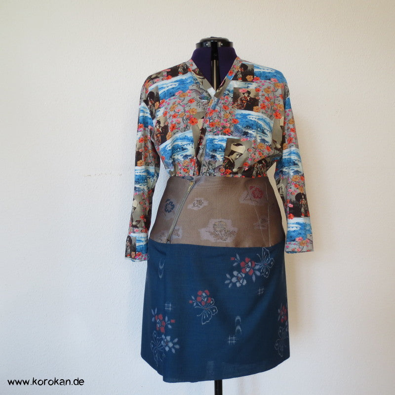 Bauchweg Schmetterling Druck Kasuri Kimono Wolle fittet skirt