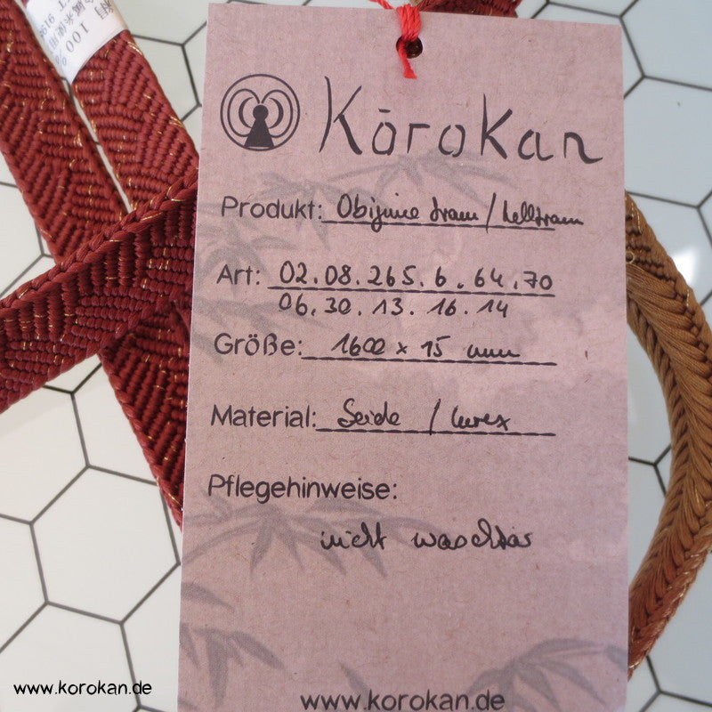 braun / hellbraun, Obijime, geflochten, neu
