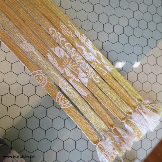 wechselseitig Weiß - Gold Obijime, Seide / Lurex