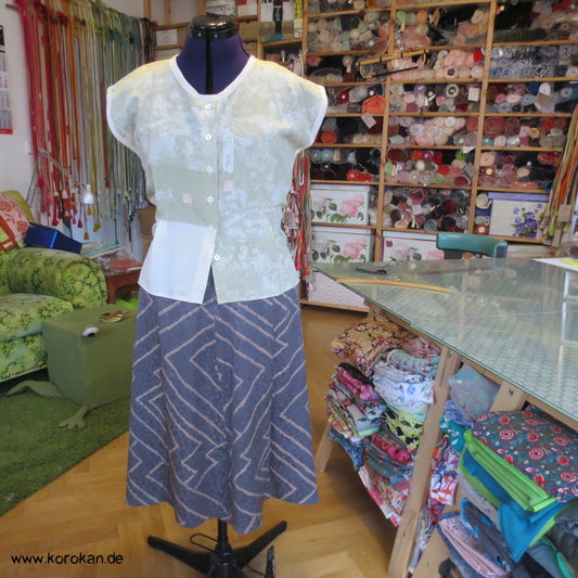 Shibori Rinzu Seide 8 Bahnenrock