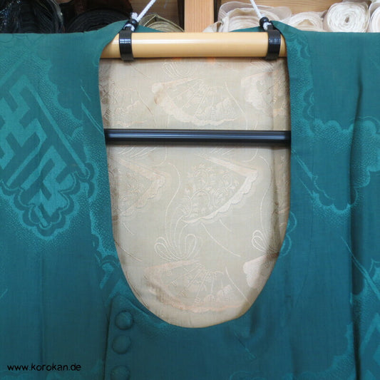 türkiser Rinzu Seidendamast Michiyuki japanische Regen Mantel, antik