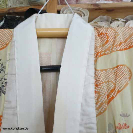 Kanoko Dot Fluss und Blüten Juban Seiden Kimono - antik