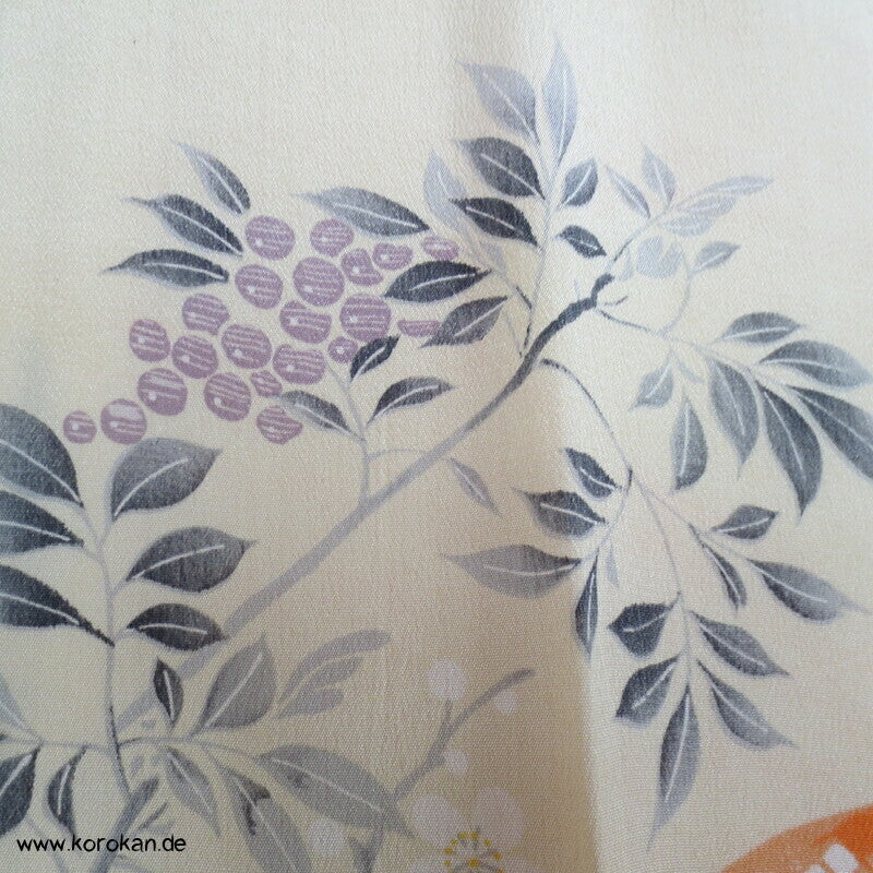 Kanoko Dot Fluss und Blüten Juban Seiden Kimono - antik