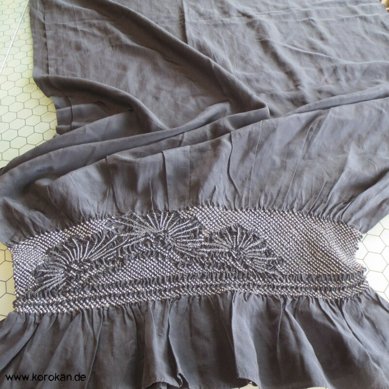 Kiefern Shibori Heko Obi - Chirimen Crepe