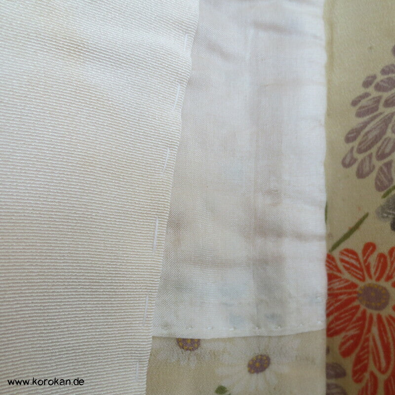 Kanoko Dot Fluss und Blüten Juban Seiden Kimono - antik