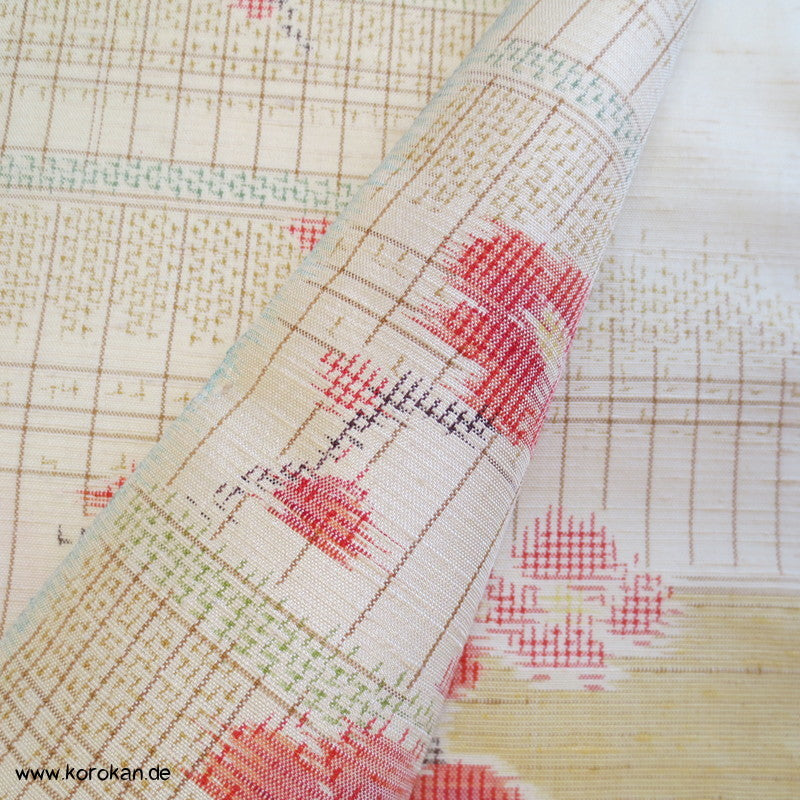 Kirschzweige Kasuri Tsumugi Kimono Seide
