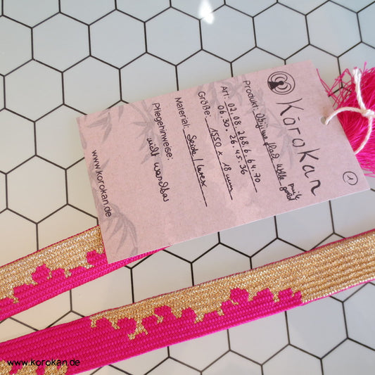 Pink - Gold, Wellen Obijime, Seide / Lurex
