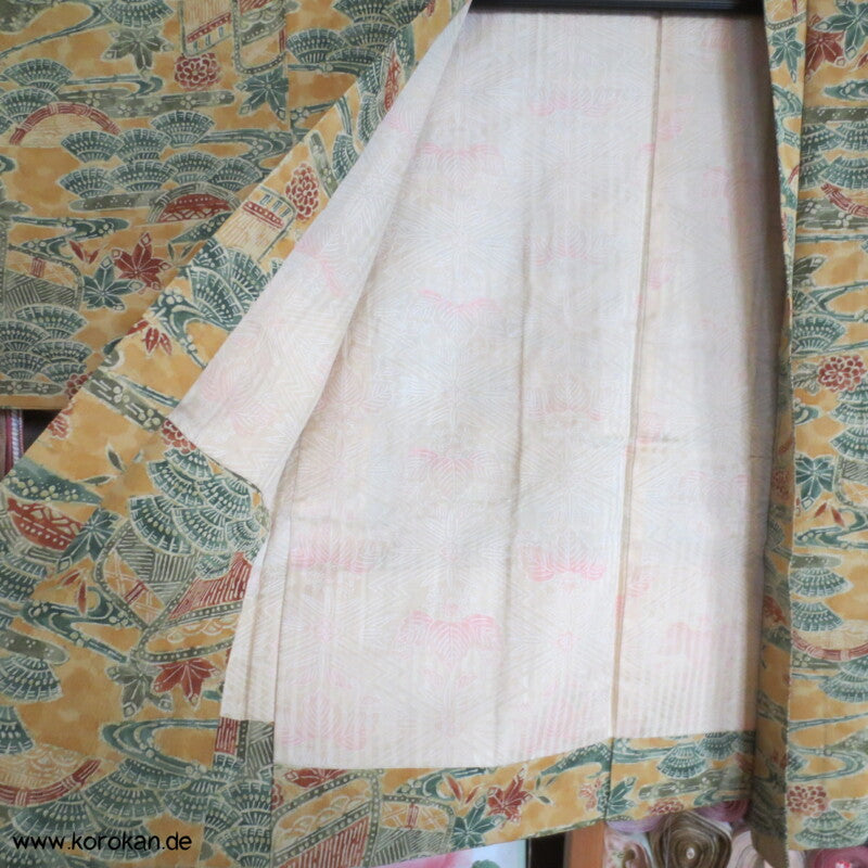 japanische Motive Tsumugi Seiden Haori Kimono Jacke