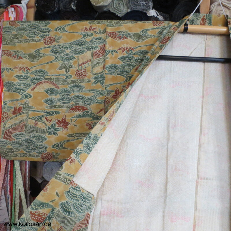 japanische Motive Tsumugi Seiden Haori Kimono Jacke