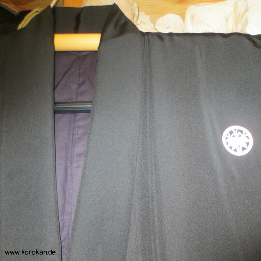 Seiden Montsuki formeller schwarzer Männer Kimono, 5 Bambus Mon