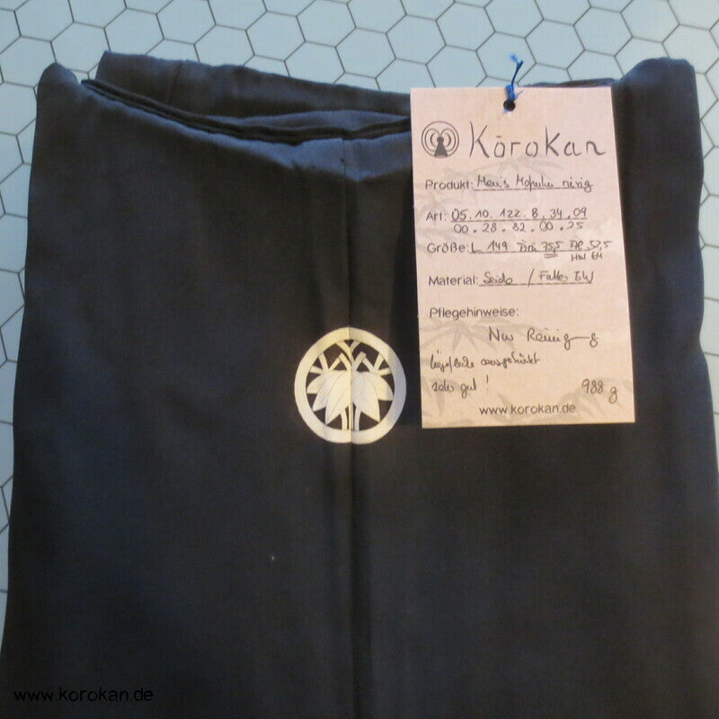 Seiden Montsuki formeller schwarzer Männer Kimono, 5 Bambus Mon