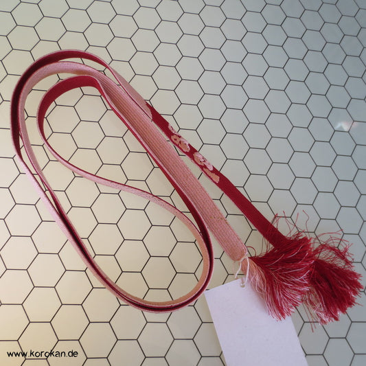 altrosa, wein bestickt Obijime, geflochten, flach