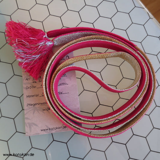 pink silber gold Obijime, geflochten, flach