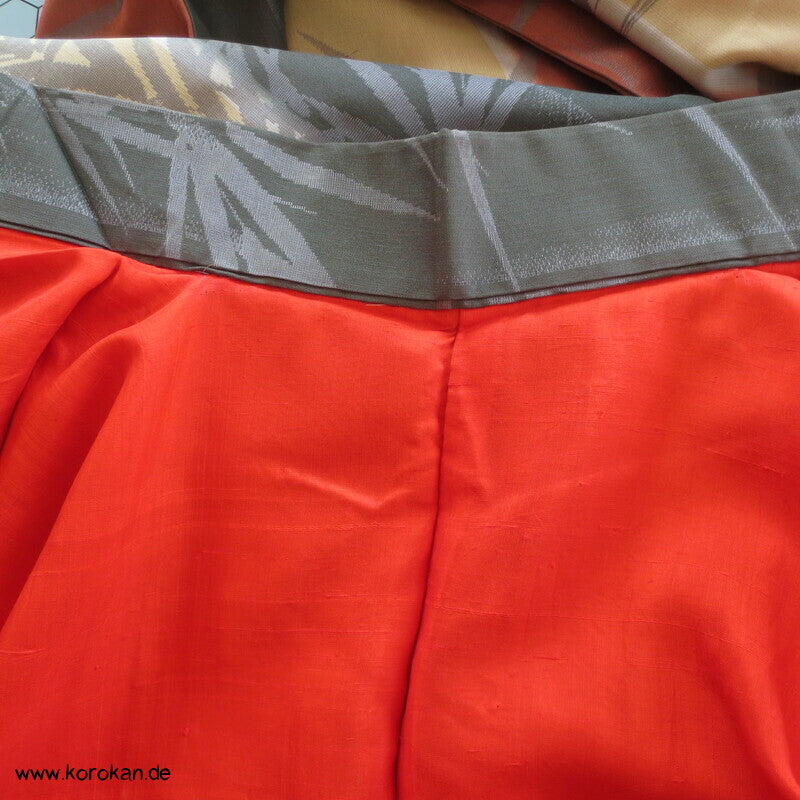 gewebter Bambus in Streifen, Komon Kimono, antik, Seidenjacquard