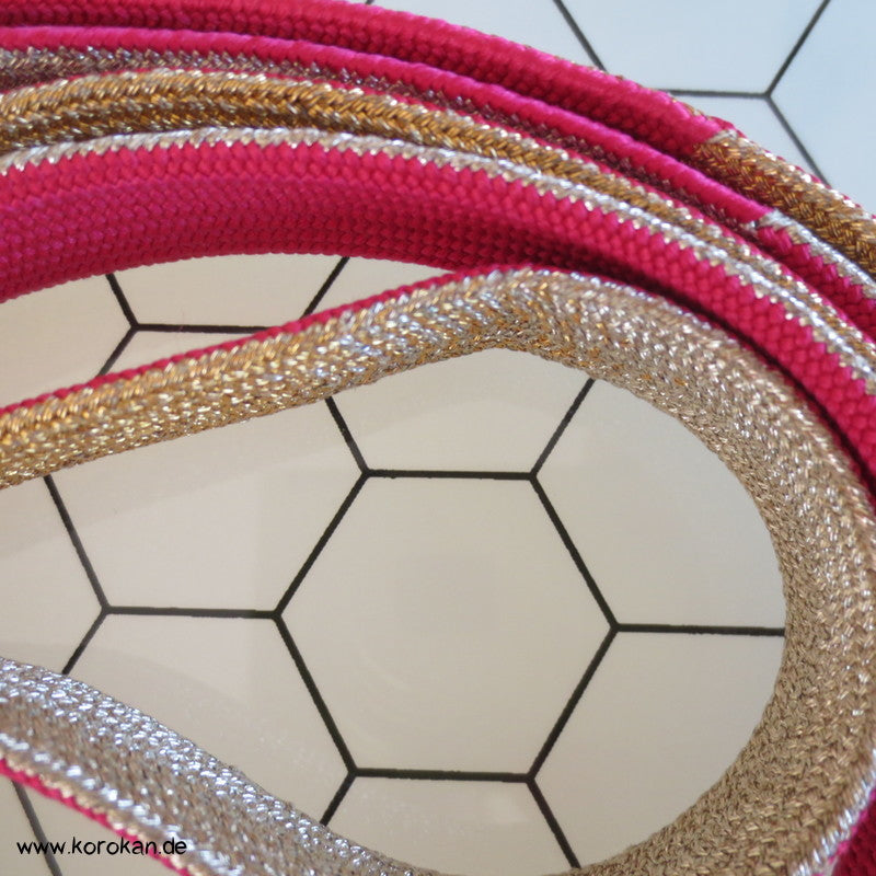 pink silber gold Obijime, geflochten, flach