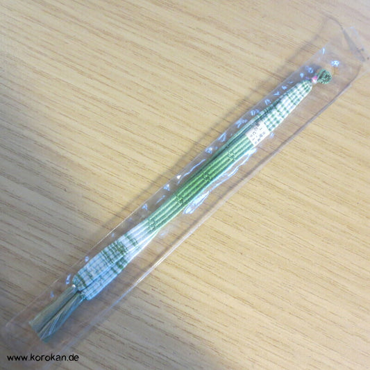 Haori Himo - Seide, grün weiß meliert gestreift