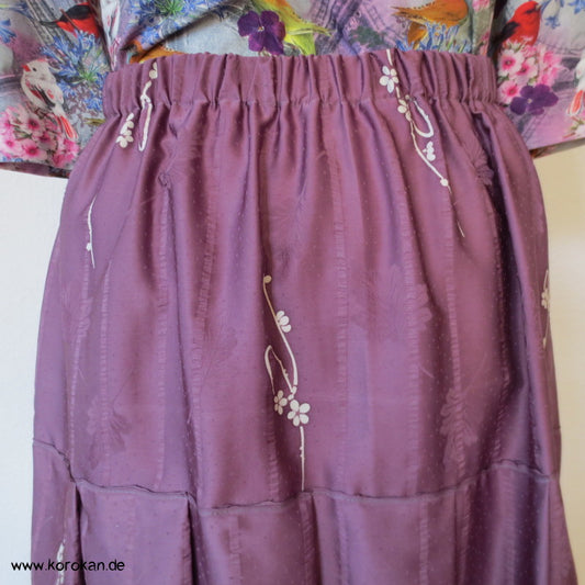 mauve Seiden Flechtband Seersucker Stufenrock, Gummizug