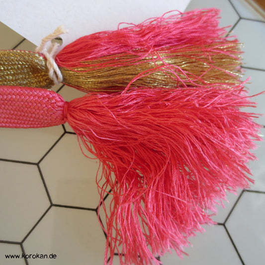 azalee, flieder, gold Obijime, geflochten, flach