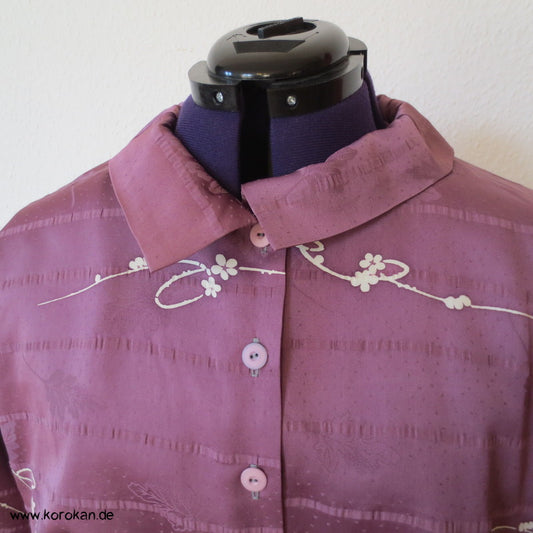 mauve Seidendamast Flechtband Zero Waste Bluse