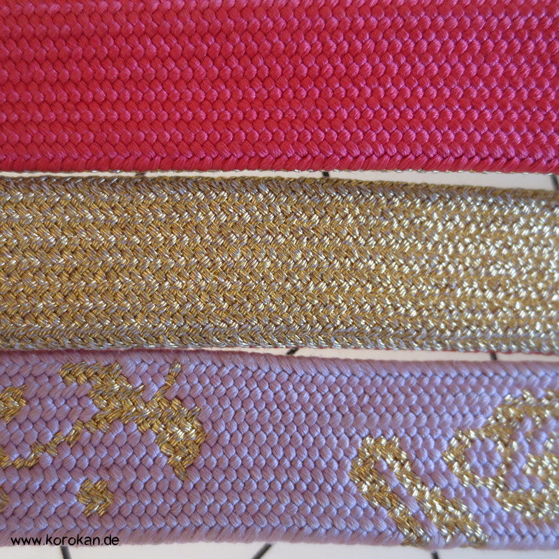 azalee, flieder, gold Obijime, geflochten, flach