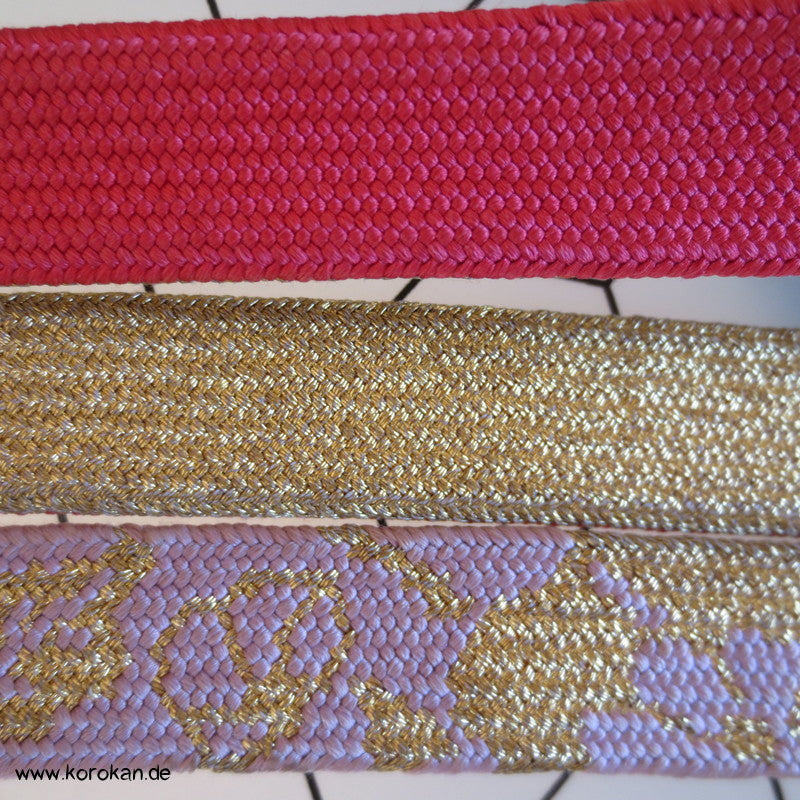 azalee, flieder, gold Obijime, geflochten, flach