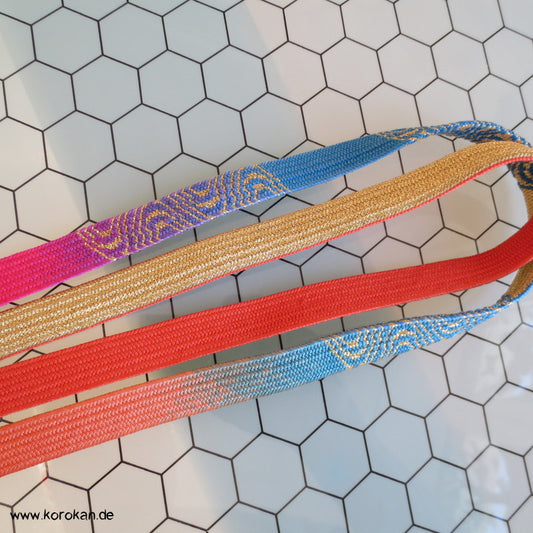 Welle, gold, pink, blau Obijime, geflochten, flach