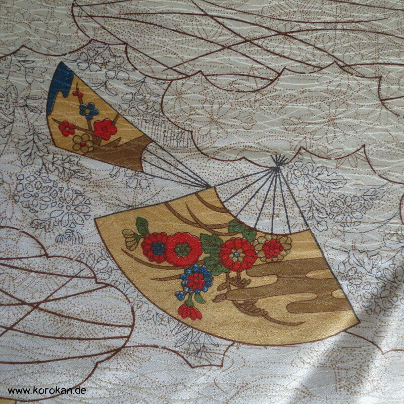 Wolken und Fächer Kimono Seiden Damast, gewebte Gräser