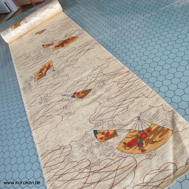 Wolken und Fächer Kimono Seiden Damast, gewebte Gräser