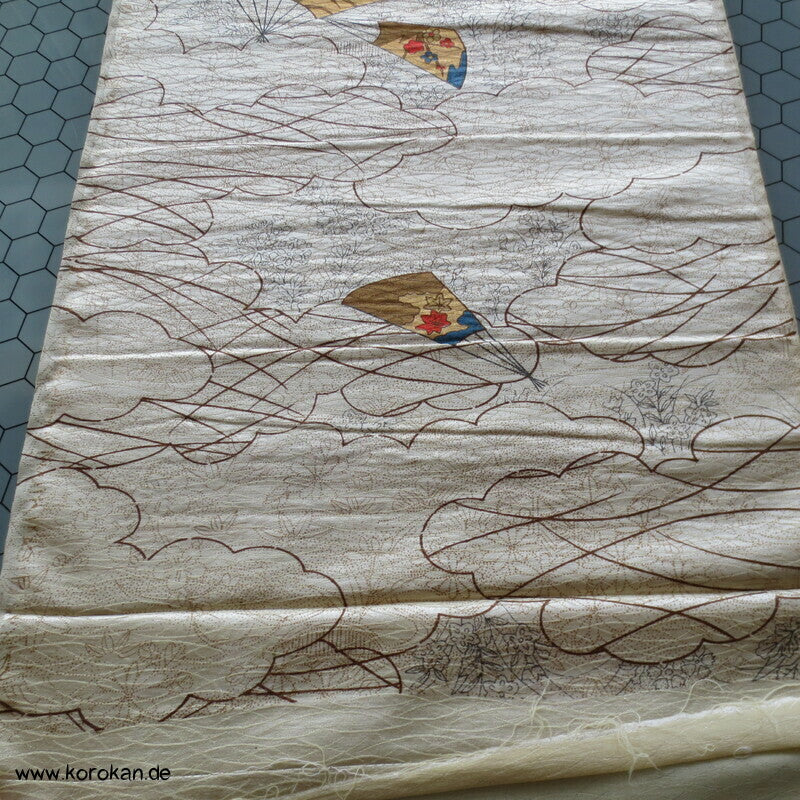 Wolken und Fächer Kimono Seiden Damast, gewebte Gräser