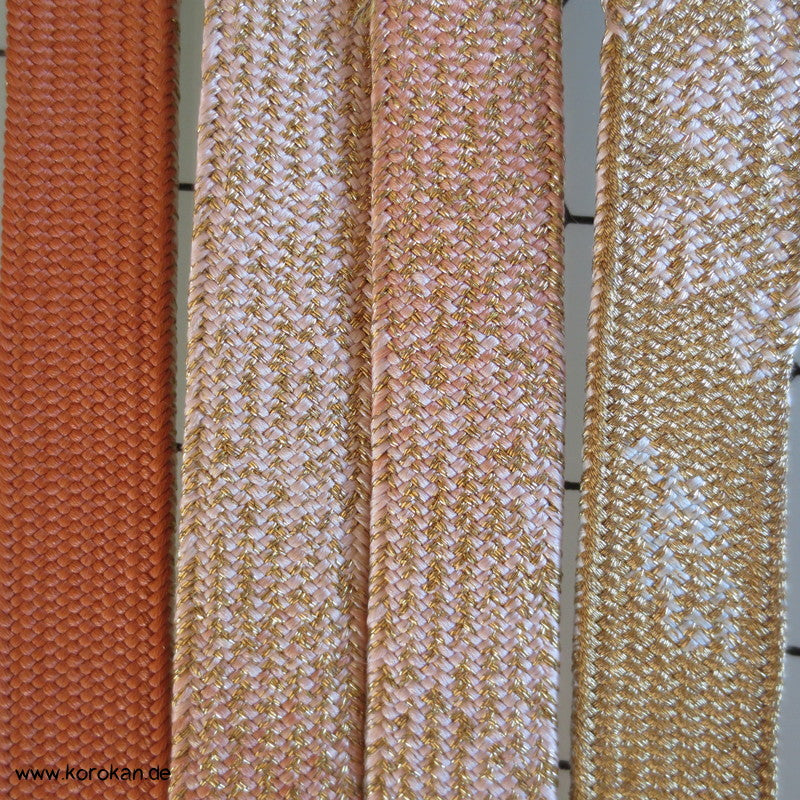gold, silber, kupfer Obijime, geflochten, flach