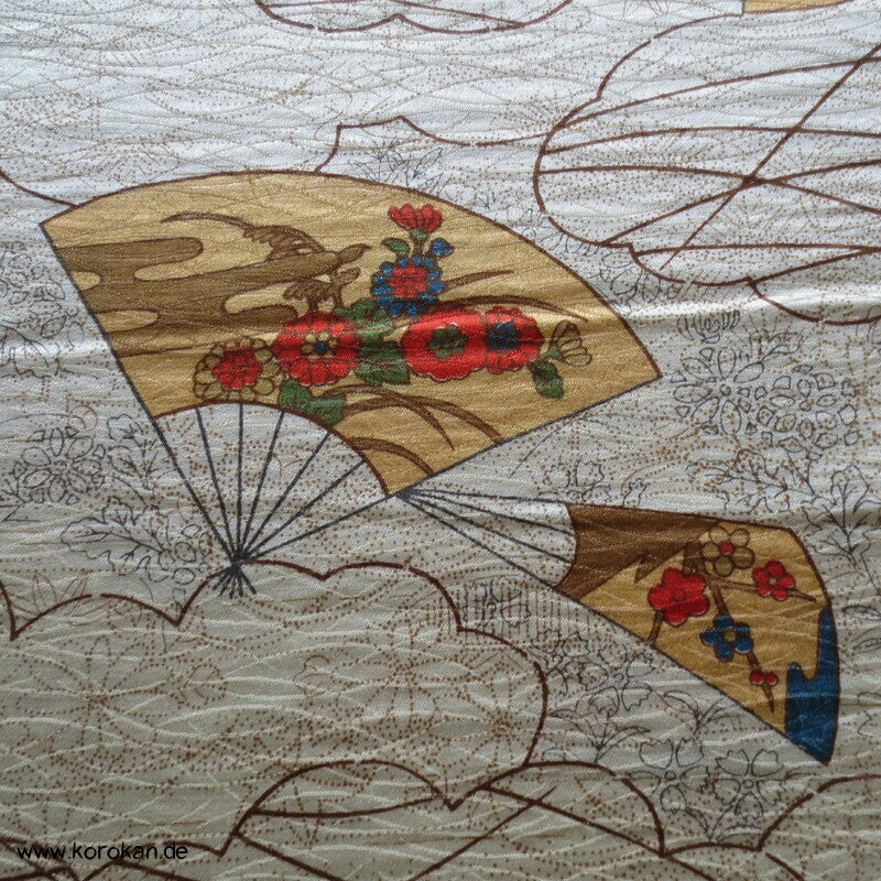 Wolken und Fächer Kimono Seiden Damast, gewebte Gräser