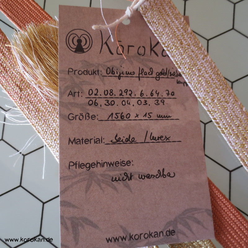 gold, silber, kupfer Obijime, geflochten, flach