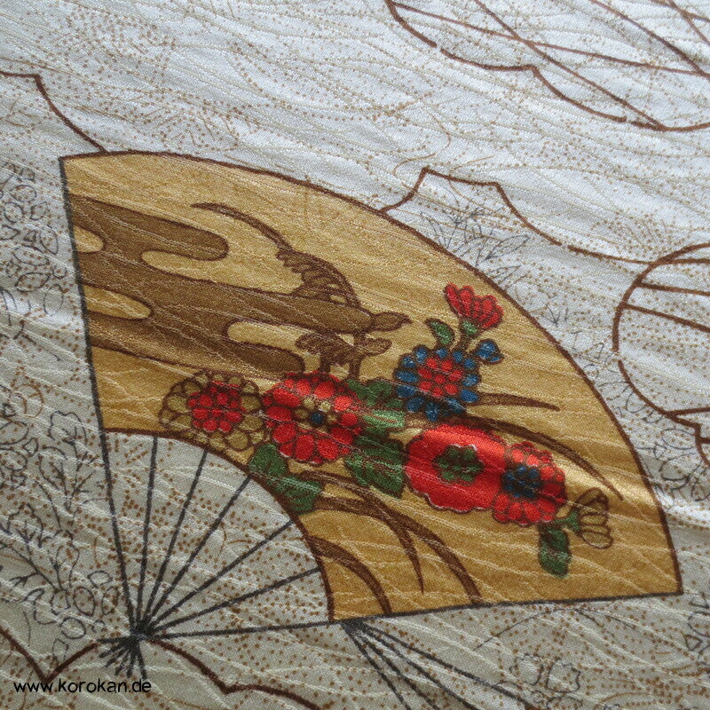 Wolken und Fächer Kimono Seiden Damast, gewebte Gräser