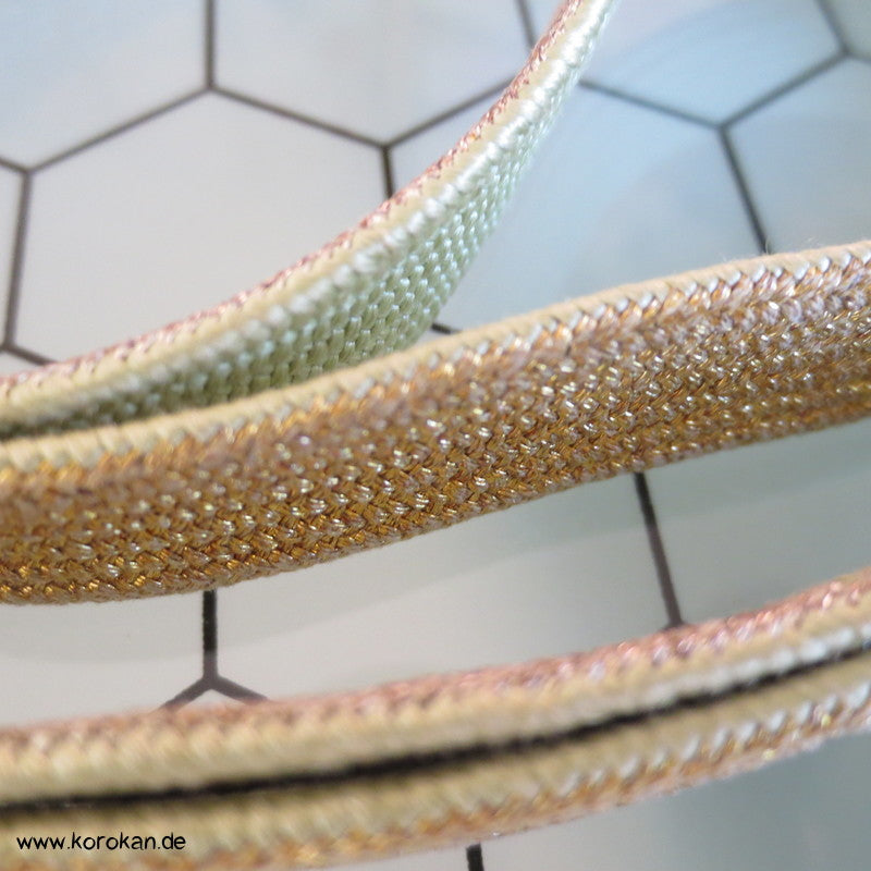 hellgrün, gold, silber Obijime, geflochten, flach