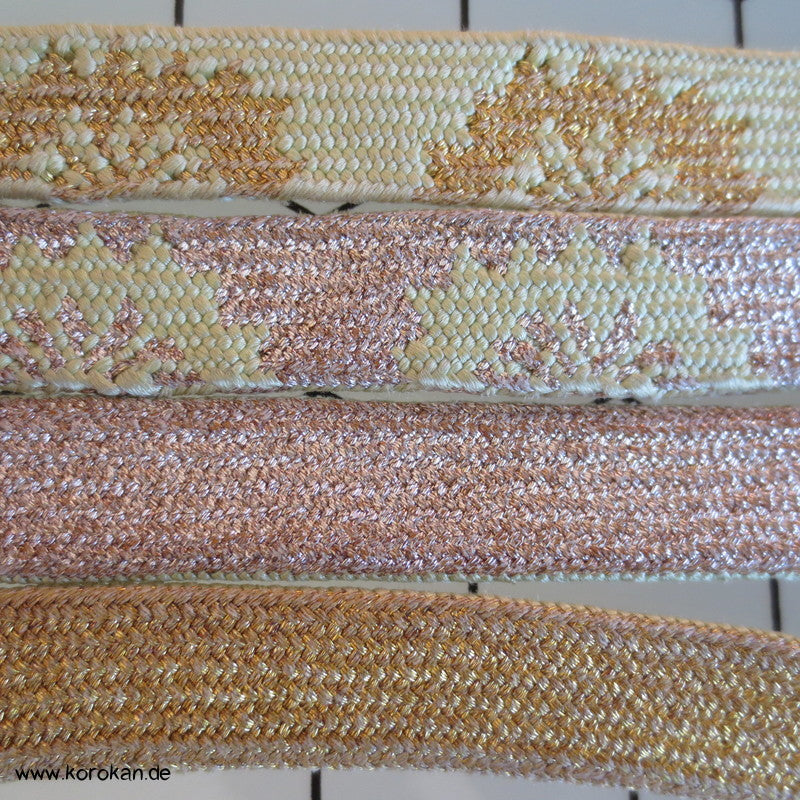 hellgrün, gold, silber Obijime, geflochten, flach