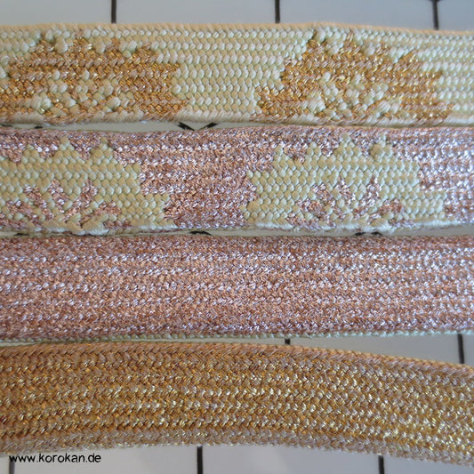 hellgrün, gold, silber Obijime, geflochten, flach