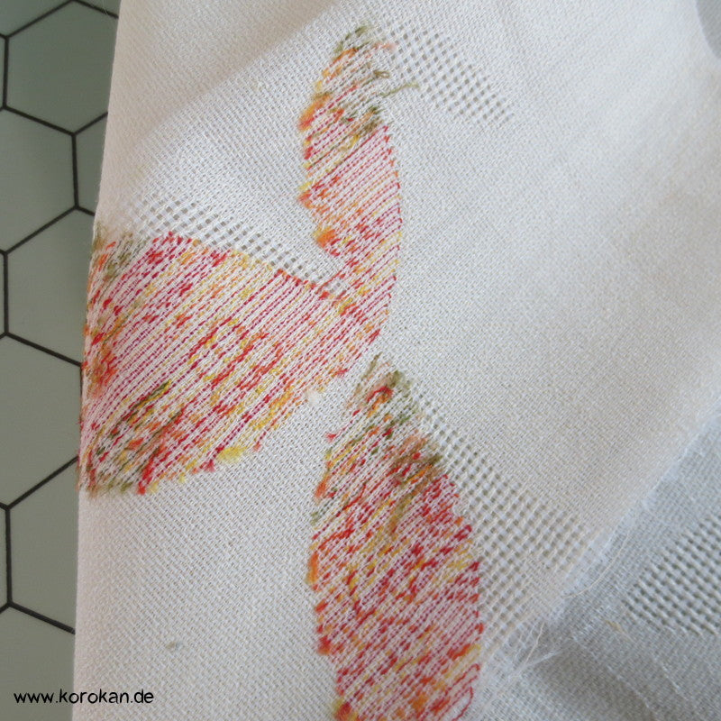 Woll Jacquard Decoupé Blätter in hell Kimono Sommer Stoff