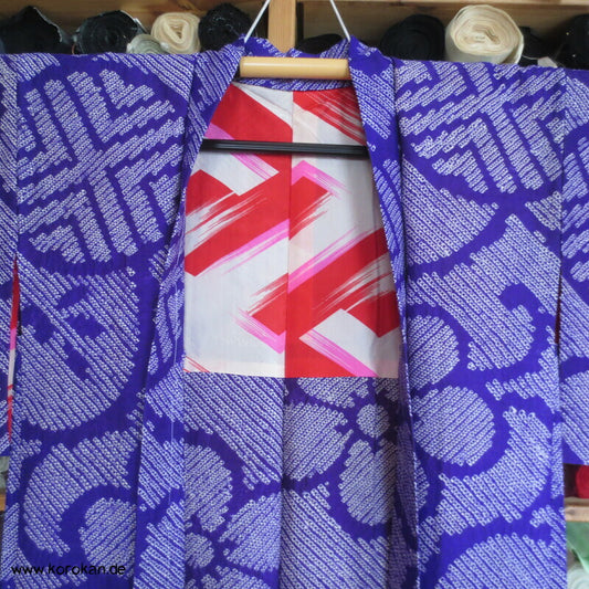 neon violette Shibori Kreise und Blüten Haori