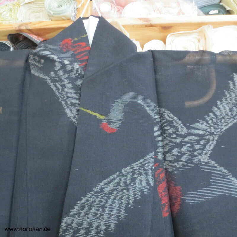 Kasuri Kraniche Hitoe Kimono, Sha Organza Seide