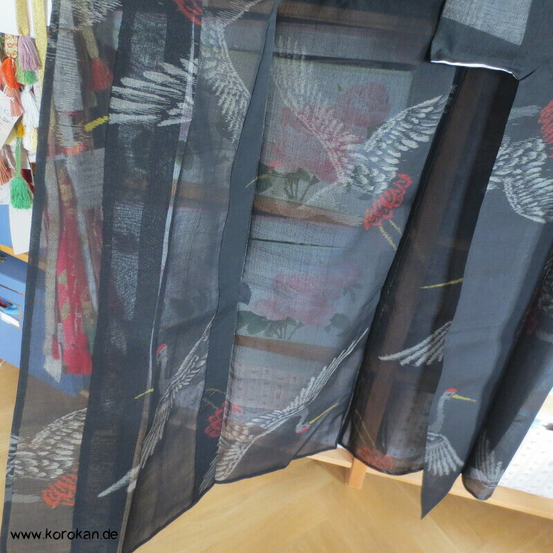 Kasuri Kraniche Hitoe Kimono, Sha Organza Seide