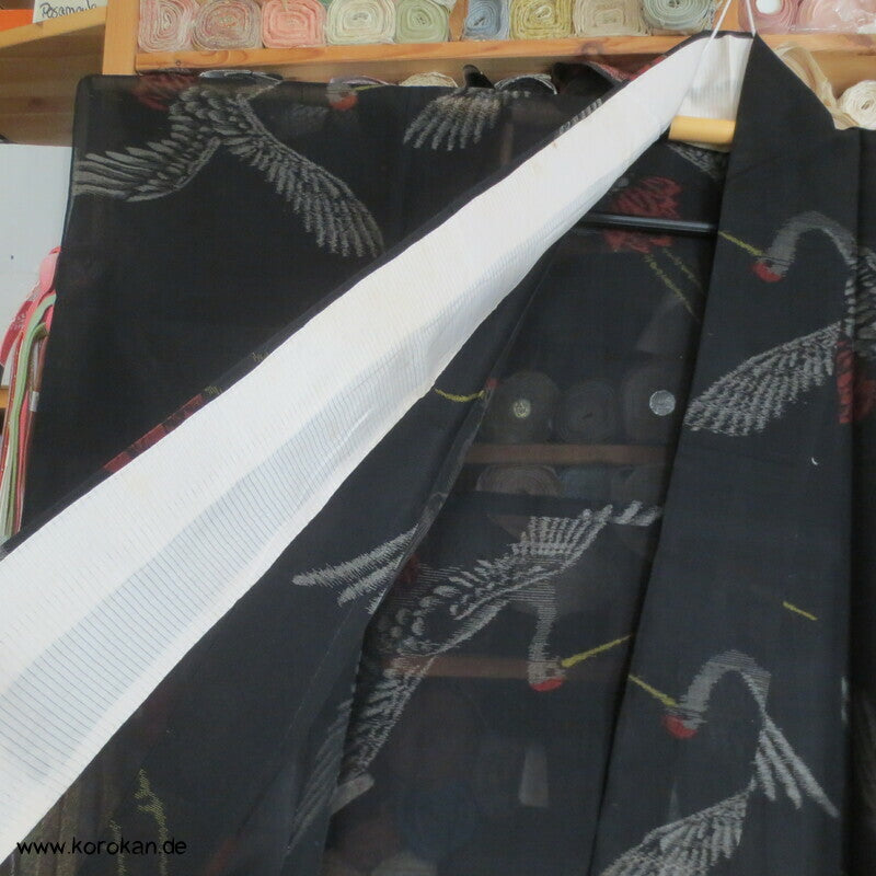 Kasuri Kraniche Hitoe Kimono, Sha Organza Seide