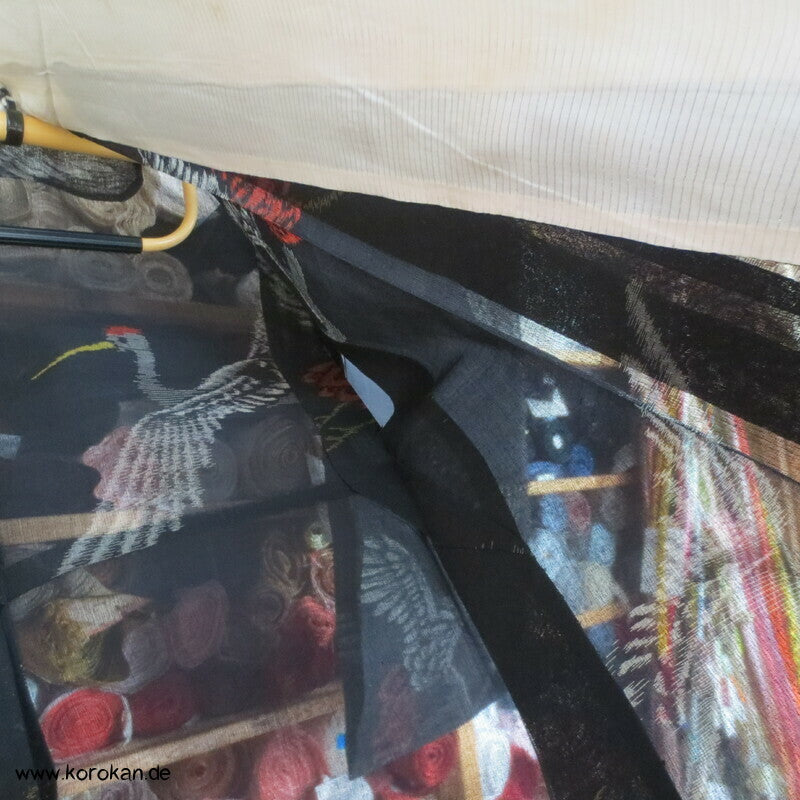 Kasuri Kraniche Hitoe Kimono, Sha Organza Seide