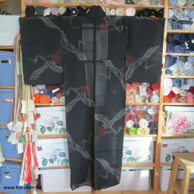 Kasuri Kraniche Hitoe Kimono, Sha Organza Seide