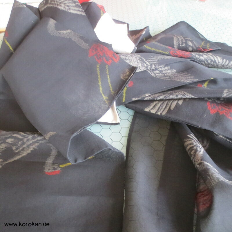 Kasuri Kraniche Hitoe Kimono, Sha Organza Seide